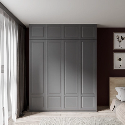 Шкаф с антресолью и фрезерованными фасадами Альтаир Графит (Оргей+)